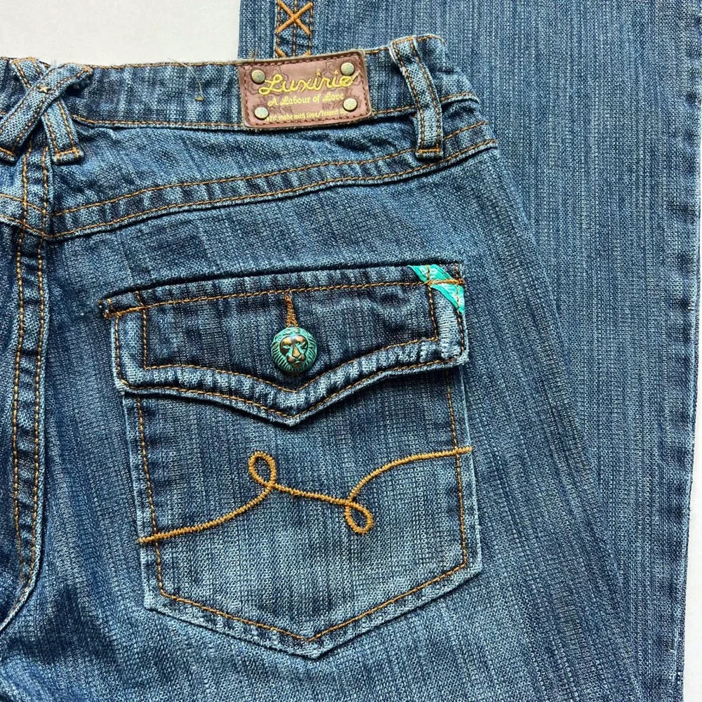 Luxurie Western Embellished Jeans with Turquoise Buttons